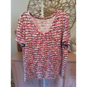 Women's St. John's Bay T-Shirt 2X‎ White Pink